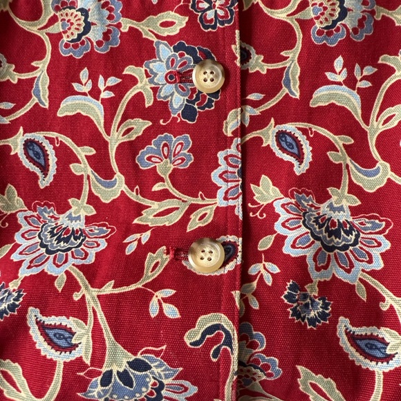 Haymaker XL, dark red, blue, green, tan floral pattern denim jacket - Picture 12 of 15